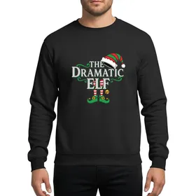 Holiday Families Whimsical 'The Dramatic Elf' Red Green Striped Hat Legs Gold Bells Sweatshirt