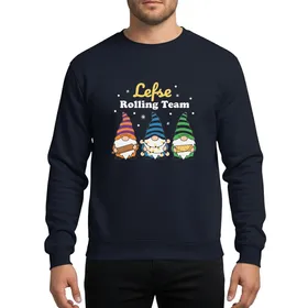 Nordic Christmas Bakers' Whimsical Gnomes Rolling Team Festive Flat Color Design Sweatshirt