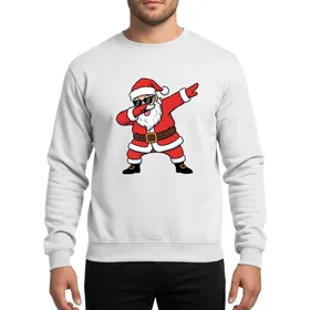Pop Culture Christmas Enthusiasts Dabbing Santa Red Suit Black Ski Goggles Pink Tongue Gold Buckles Comic Art Sweatshirt