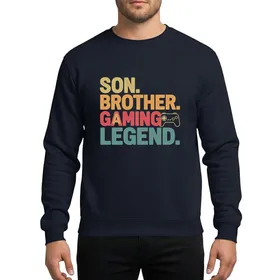 Gaming Sons & Brothers Distressed Retro Controller Typography Muted Gold Orange Red Teal Sweatshirt