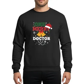 Doctors' Illustrative Christmas 'ONE MERRY DOCTOR' Green Red White Stethoscope Holly Design Sweatshirt