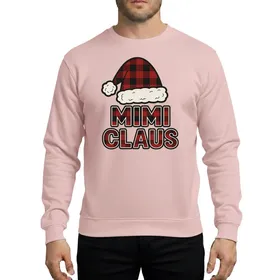 Grandmothers' Festive Red Black Buffalo Plaid Santa Hat Bold MIMI CLAUS Block Text Graphic Sweatshirt