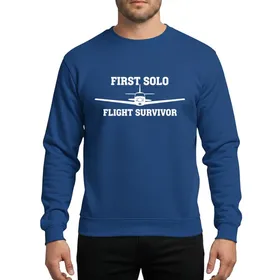 Student Pilots' Bold White Minimalist Propeller Plane First Solo Flight Survivor Art Sweatshirt