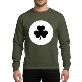 Modern Style Advocates' Minimalist Black Four-Leaf Clover White Fuzzy Circle Graphic Sweatshirt