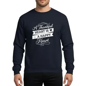 Christian Believers' White Vintage-Style Script & Block Lettering 'A Thankful Heart Is A Happy Heart' Sweatshirt