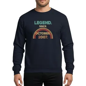 Sixteen Year Olds Retro Typographic Legend Since October 2007 Aqua Gold Orange Red Multiline Striped Font Abstract Arc Graphic Sweatshirt