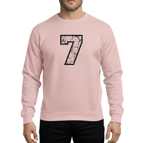 Athletic Style Enthusiasts' White Number Seven Worn Vintage Black Texture Bold Outline Retro Aesthetic Sweatshirt