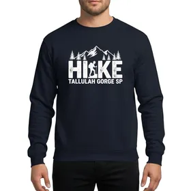 Hikers' Grungy White Stencil 'Hike' Hiker Silhouette Mountain Peaks Tallulah Gorge Design Sweatshirt