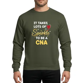 Certified Nursing Assistant Professional Vibrant Gold Script Sparkle Red Heart Stethoscope Mint Green & Yellow CNA Design Sweatshirt