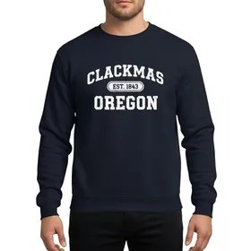 Oregon Heritage Fans White Distressed Vintage Collegiate Arch 'Clackamas Est. 1843' Typographic Sweatshirt