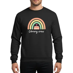 Library Staff & Book Lovers' Whimsical Hand-Drawn Rainbow Books Peach Pastel Yellow Mint Green Heart Script Sweatshirt