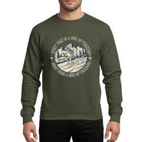 Snow Sports Enthusiasts' Distressed Skeleton Skier Mountain Pine Cream Dark Charcoal Blue Sweatshirt