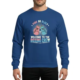 Expecting Parents Distressed Vintage Boxing Gloves Pink Blue Arced 'Pink or Blue?' Split Block Text Sweatshirt