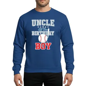 Uncles' Bold Athletic Light Gray Blue Red Varsity Birthday Baseball Bat Boy Stars Graphic Sweatshirt