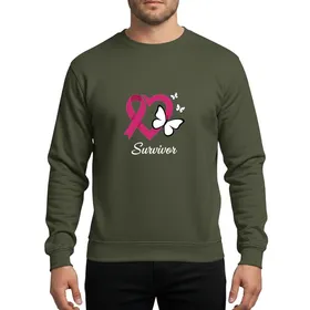 Empowered Individuals' Vibrant Purple Heart Design, White Butterflies, Elegant Script Sweatshirt
