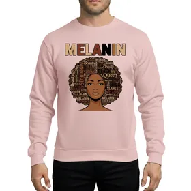 Women's Typographic Melanin Queen Portrait Multi-Tone Skin Hues Distressed Vintage Illustrative Art Sweatshirt
