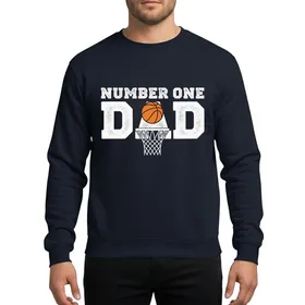 Basketball Dads' White Orange Distressed Grunge 'NUMBER ONE DAD' Basketball Hoop Graphic Sweatshirt