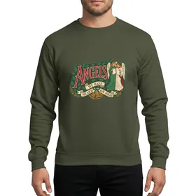 Holiday Celebrators' Vintage Victorian Angels Holly Berry Crimson Green Gold Ornate Carol Design Sweatshirt