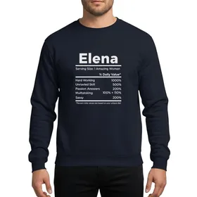Elena's Minimalist Chroma Green Light Grey Typographic Nutrition Label Positive Attribute Design Sweatshirt