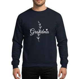 Grandmothers' Elegant White Script Grandma Heart Minimalist Off-White Botanical Vine Sweatshirt
