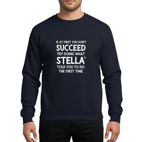 Women's White Hand-Drawn Typography 'Stella' Quote Humorous Bold Star Graphic Sweatshirt