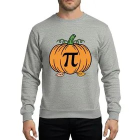Math Lovers' Vibrant Orange Hand-Drawn Pumpkin Pi Pun Autumn Gold Leaves Sweatshirt