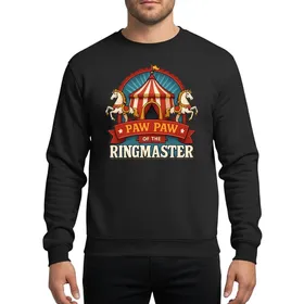 Grandparent Classic Circus Red White Striped Big Top Tent Carousel Horses 'Paw Paw Of The Ringmaster' Graphic Sweatshirt