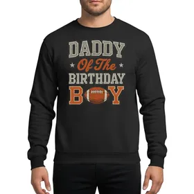 Dads' Vintage Collegiate 'DADDY BIRTHDAY' Silver Red Football Art Sweatshirt