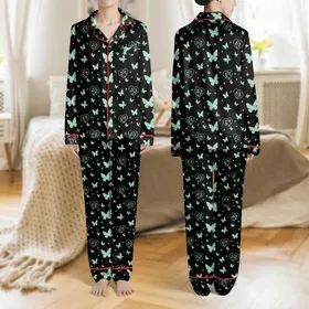 Women's Casual Knit Polyester Crew Neck Butterfly Heart Star Loungewear Ensemble All Season Comfort