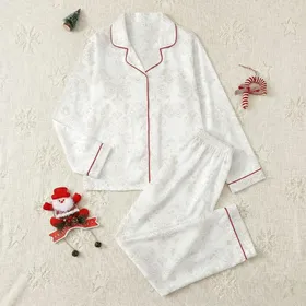 Women's Off-White Ivory Cream Monochromatic Delicate Dot Damask Swirl Botanical Pattern Satin Pajamas Set