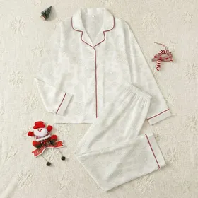 Serene East Asian Ruyi Cloud Fan Pattern: Off-White & Grey-Green Wearable Satin Short-Sleeve Pajamas Set