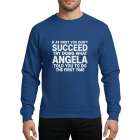 Women's White Distressed Grunge Stacked Typographic Angela Quote Sweatshirt