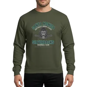 Retro Sports Style Enthusiasts' Distressed Grunge Gorilla Baseball Logo Cyan Magenta Chromatic Aberration Sweatshirt