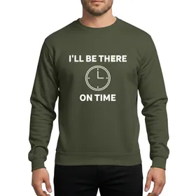 Witty Expression Admirers' White Outline Minimalist Typographic Clock Graphic Sweatshirt