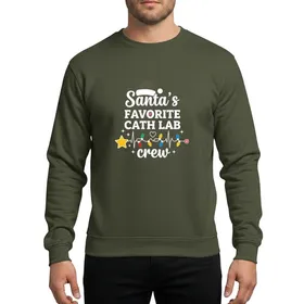 Cath Lab Professionals White Santa Hat ECG Christmas Lights Heart Medical Cross Stars Festive Artwork Sweatshirt