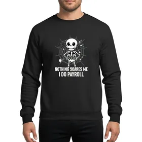 Payroll & HR Professionals' Sassy Whimsical Skeleton Pure White Jet Black Charcoal Grey Spiderweb Light Pink Blush Distressed Graphic Sweatshirt