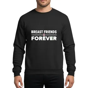 Support Advocates' Bold White 'Breast Friends Forever' Light Pink Ribbon Graphic Sweatshirt