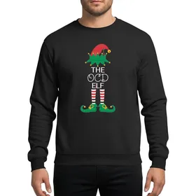 Holiday Celebration Enthusiasts' Vibrant Red & Green Christmas Elf with Bold 'THE', Meticulously Neat White Script, and Bold 'ELF' Lettering Sweatshirt