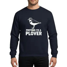 Halloween Costume Enthusiasts' White Distressed Plover Bird Minimalist Grunge Hand-Drawn Typography Sweatshirt