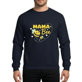 Mothers' Whimsical Bright Yellow Dark Grey Mama Baby Bee Cartoon Duo Heart Flight Path Art Sweatshirt