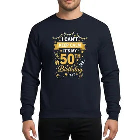 Milestone 50th Birthday Gold White Bold Script Stars Confetti Banner Celebration Graphic Sweatshirt