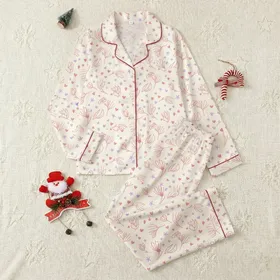 Bridal Party Pastel Pink Lavender Cream Minimalist Abstract Floral Heart Star Pattern Satin Pajamas Set