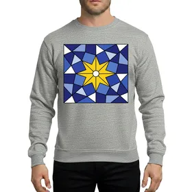 Stained Glass Mosaic Star of Bethlehem | Luminous 'Follow the Star' Christmas Art Sweatshirt