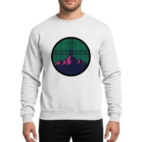 Vintage Outdoor Mountain Range Plaid Emblem Deep Green Navy Blue Vector Art Sweatshirt