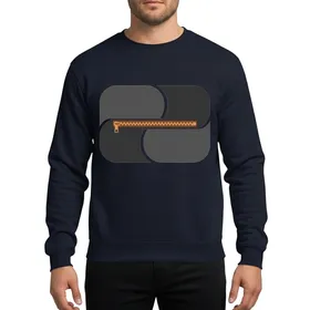 Women's Minimalist Geometric Abstract Interlocking Charcoal Grey Warm Rust Gold Zipper Detail Sweatshirt