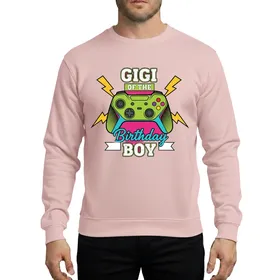 Gigi Birthday Boy Gamer Party Vibrant Controller Lime Green Cyan Pink Yellow Art Sweatshirt