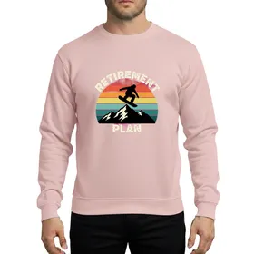 Retro Distressed Snowboarding Retirement Plan Mid-Air Grab Mountain Sunset Sweatshirt
