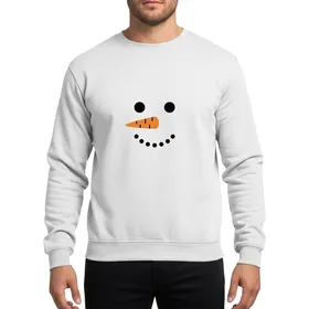 Winter Snowman Face Black Eyes Orange Carrot Nose Flat Graphic Art Sweatshirt