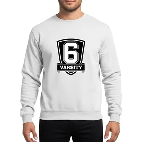 Bold Collegiate Sports Number 6 Triple Outline Shield Varsity Banner Emblem Sweatshirt