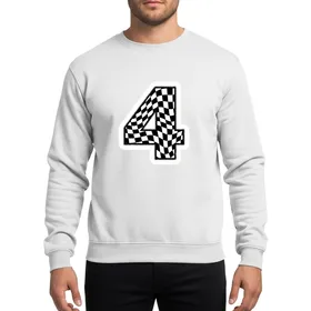 Birthday Boy Fourth Race Car Party Distressed Checkered Flag Numeral Four Sweatshirt